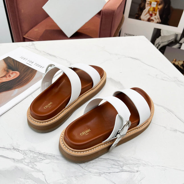 TWO-STRAP SANDALS IN WHITE CALFSKIN