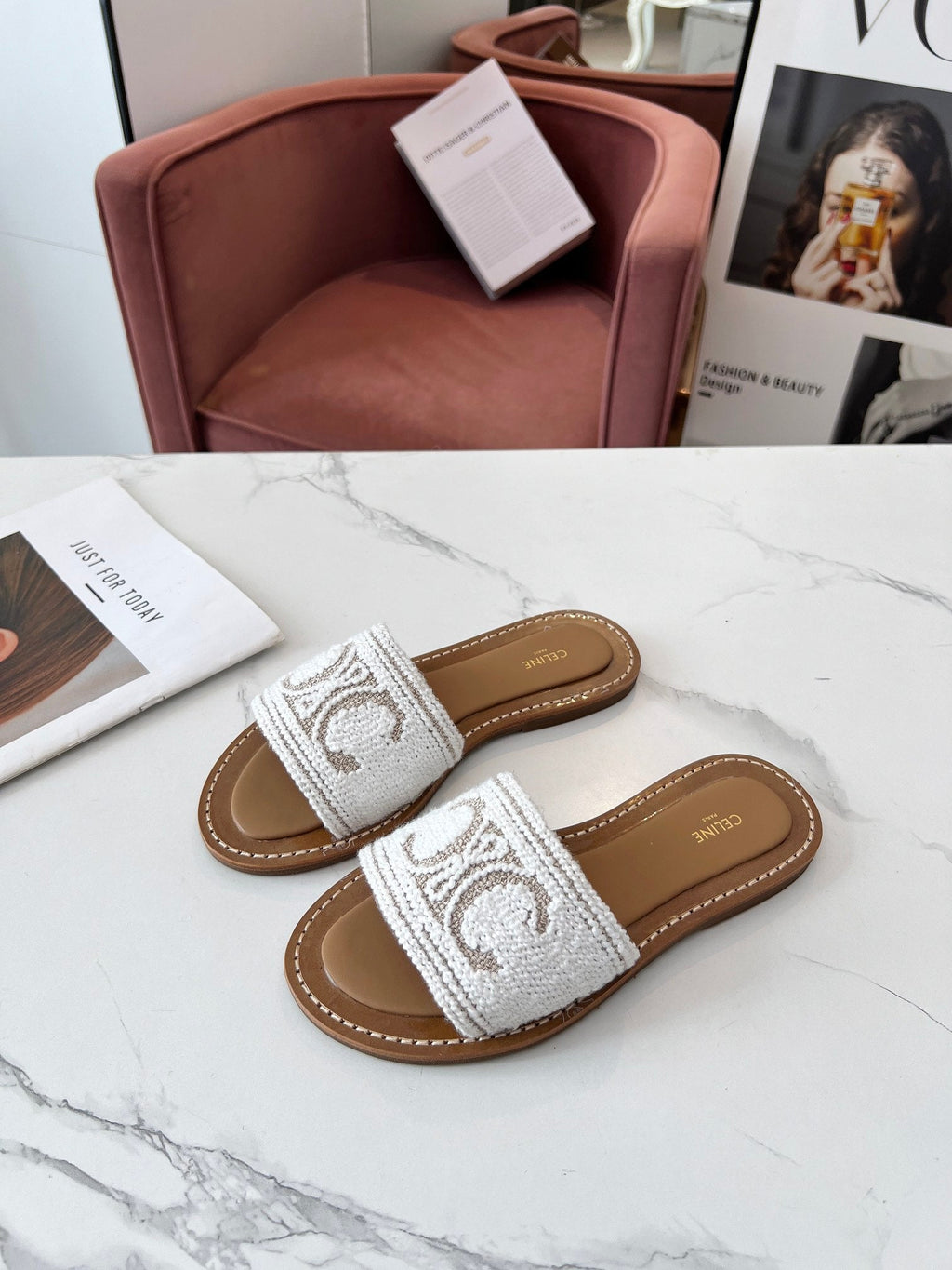 LYMPIA MULE WHITE CANVAS