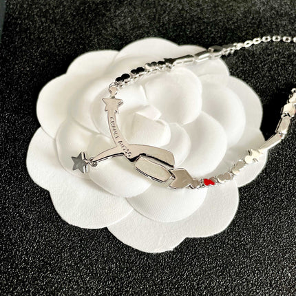 CHANEL 26S CRYSTAL STAR CHARM NECKLACE IN ROSE SILVER  METAL 631897