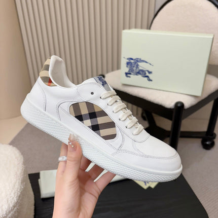 BURBERRY 26S SNEAKERS IN WHITE AND BROWN CALFSKIN
