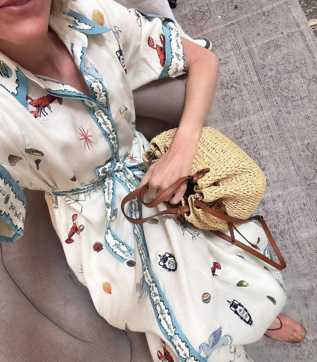 ALEMAIS LONG SHIRT DRESS WITH BELT AND OCEAN-INSPIRED PRINT 267458