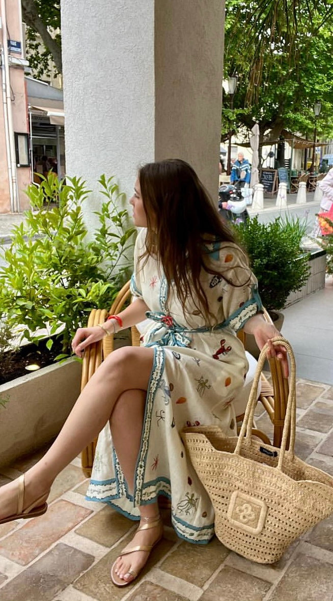 ALEMAIS LONG SHIRT DRESS WITH BELT AND OCEAN-INSPIRED PRINT 267458