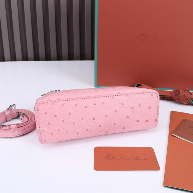 EXTRA POCKET L19 IN BABY PINK OSTRICH LEATHER