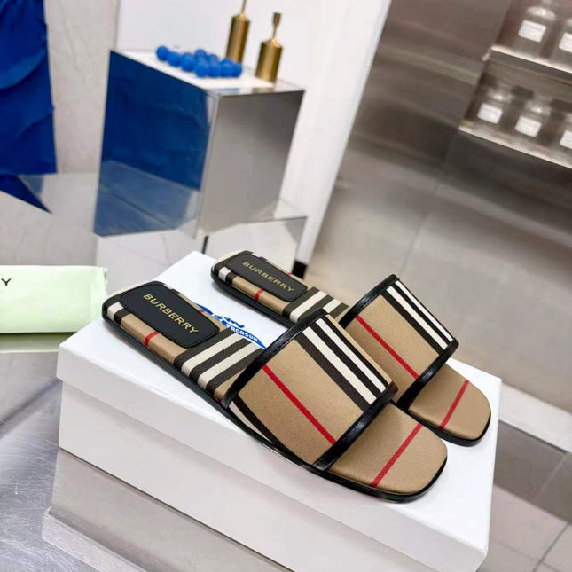 BURBERRY 26S SLIDE SANDAL IN BEIGE CANVAS