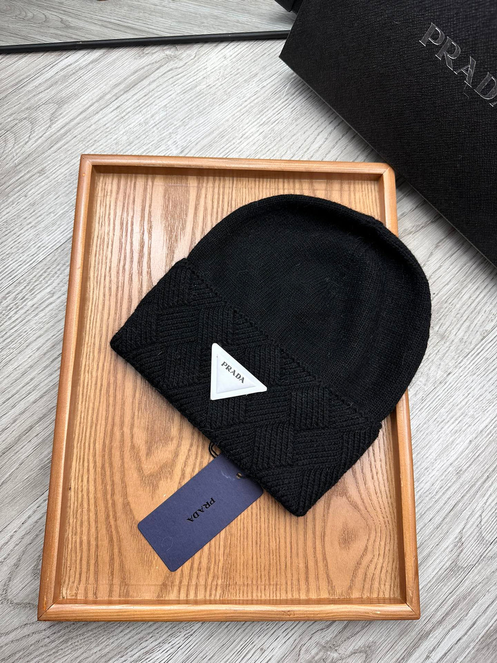 BEANIE HAT IN BLACK WOOL AND RABBIT FUR 342038