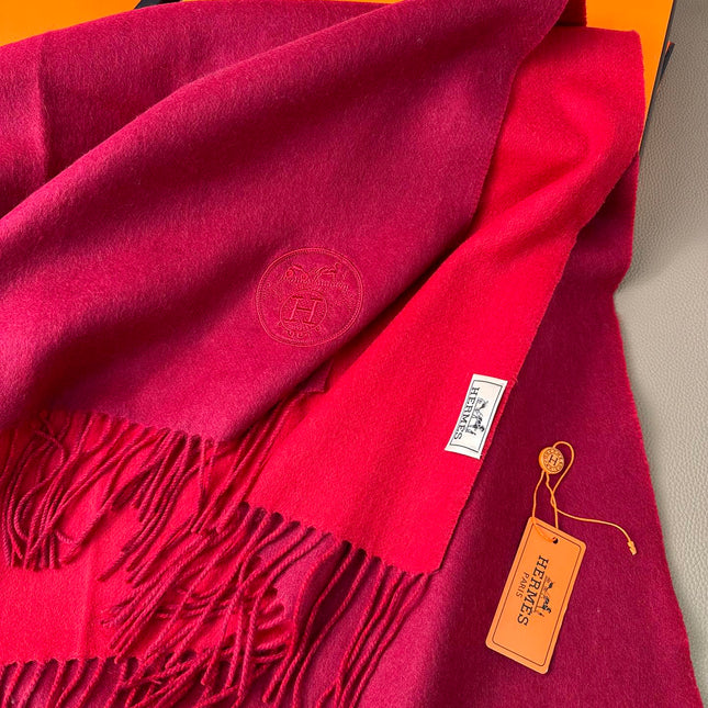 DOUBLE-FACE SCARF 200 CM IN CRIMSON RED CASHMERE
