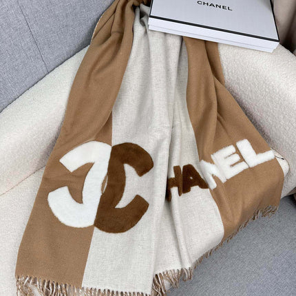 SCARF 200 CM IN CIDER BROWN MIX WHITE CASHMERE AND WOOL 399796