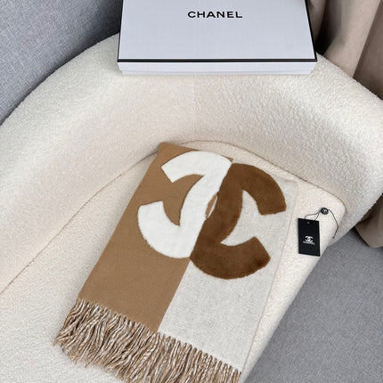 SCARF 200 CM IN CIDER BROWN MIX WHITE CASHMERE AND WOOL 399796