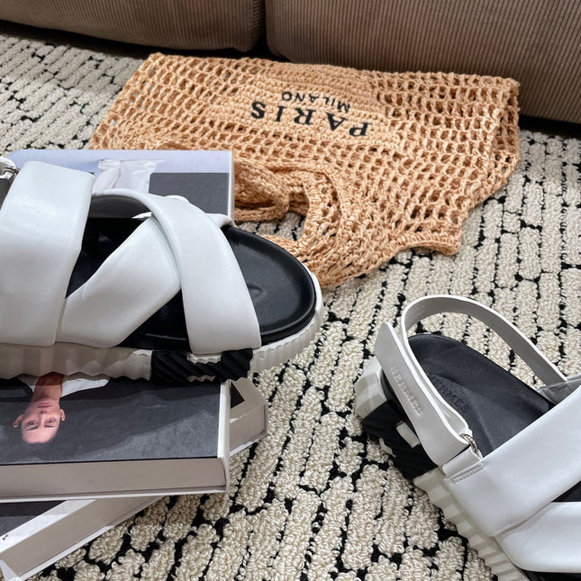 ELECTRIC SANDAL BLACK MIX WHITE CALFSKIN