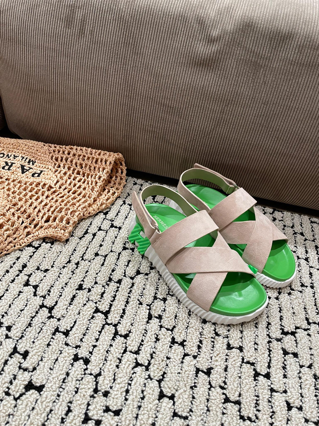 ELECTRIC SANDAL GREEN MIX LIGHT GRAY SUEDE