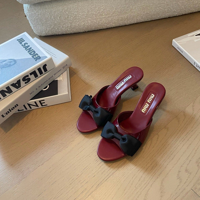 Ruby Mid - Heels With Black Bow Calfskin