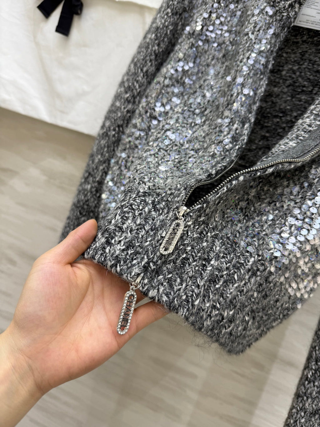CHANEL 25S HERRINGBONE KNIT JACKET 270
