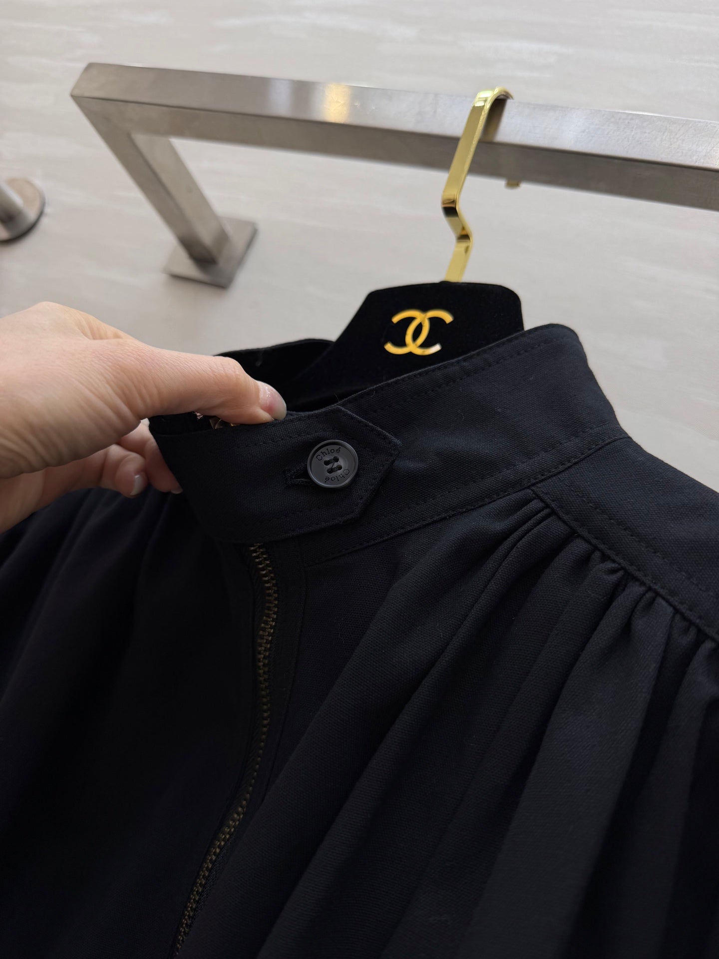 CHLOE BOULE JACKET IN BLACK COTTON