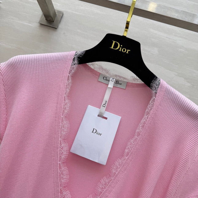 DIOR 26S CROSSOVER LACE-TRIM TOP 1202