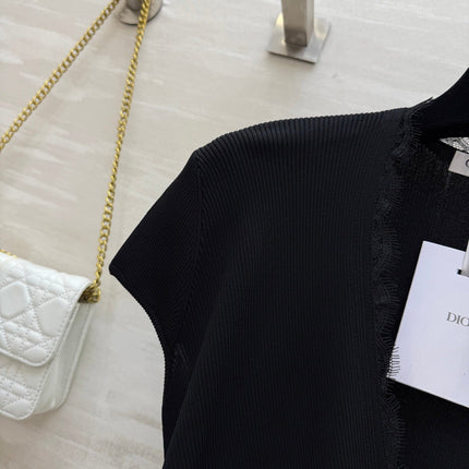 DIOR 26S CROSSOVER LACE-TRIM TOP 1201