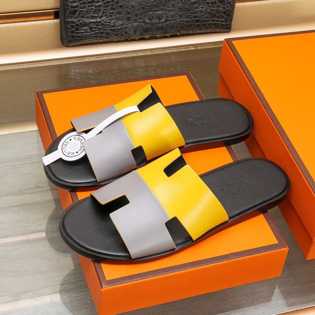 HM IZMIR SANDAL LEMON AND LIGHT GRAY LAMBSKIN
