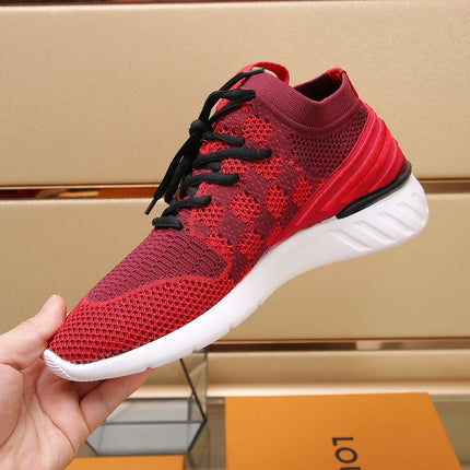 LV SNEAKERS IN CURRANT RED MESH FABRIC