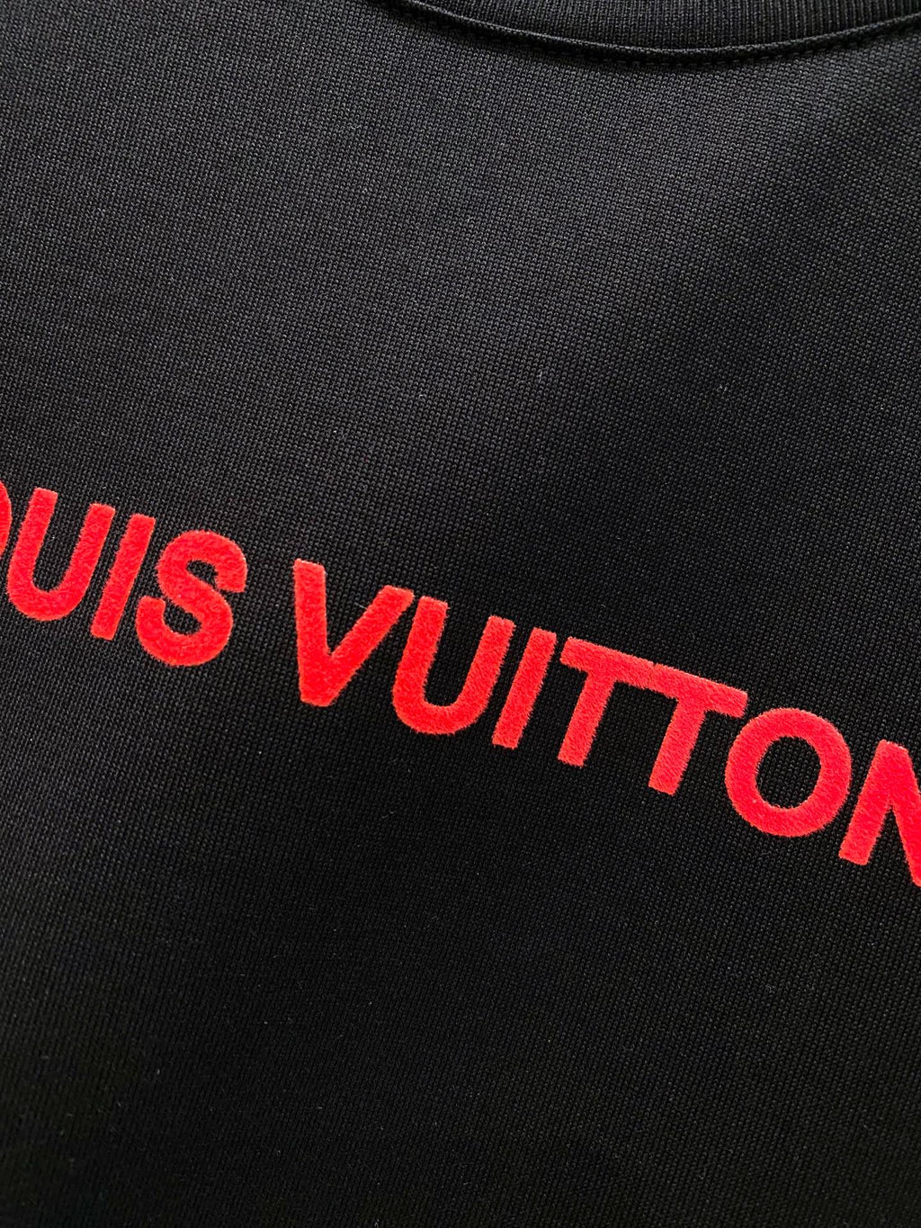 LV T-SHIRT IN BLACK COTTON RED LOGO 238833