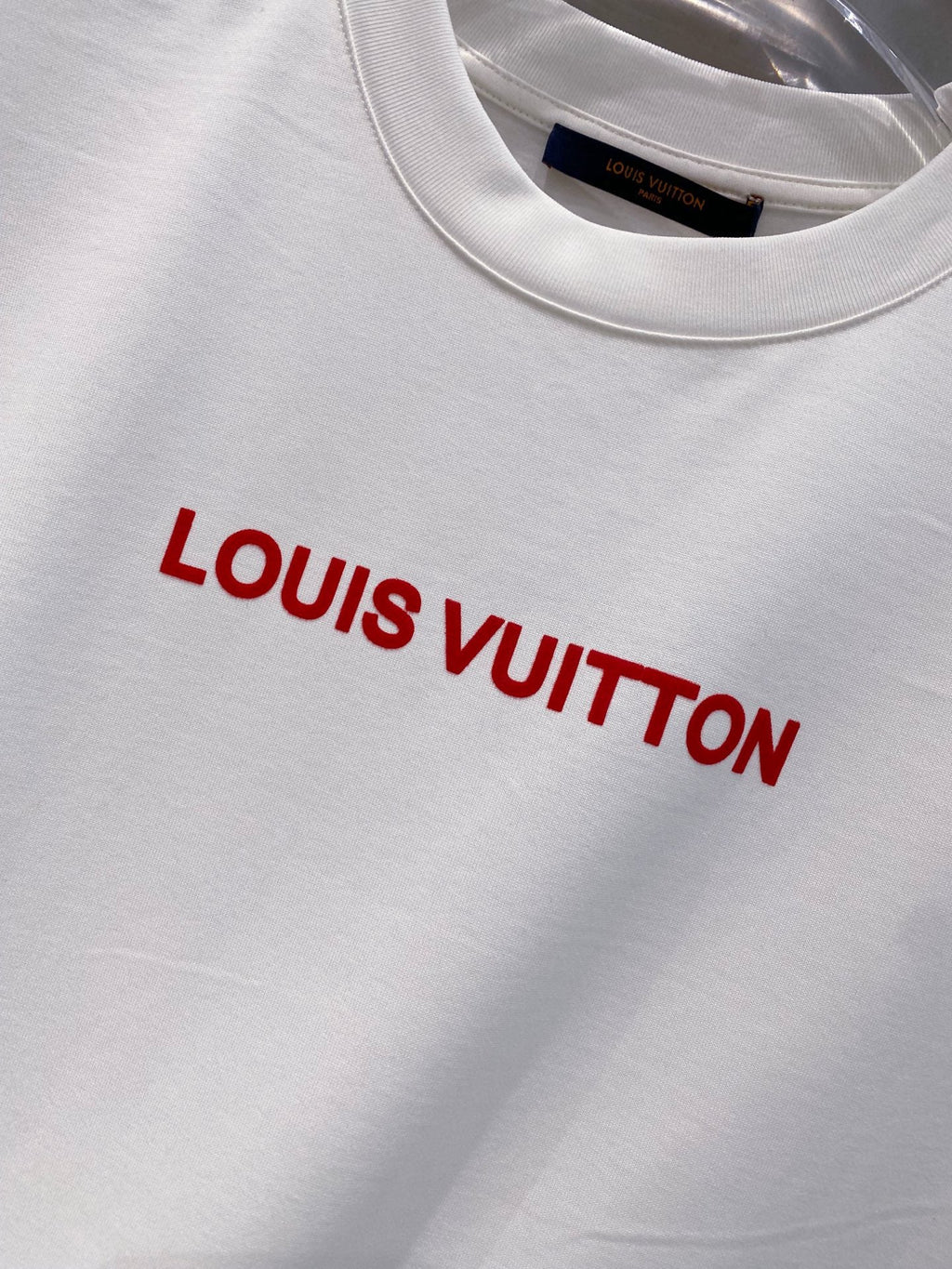 LV T-SHIRT IN WHITE COTTON RED LOGO 238834