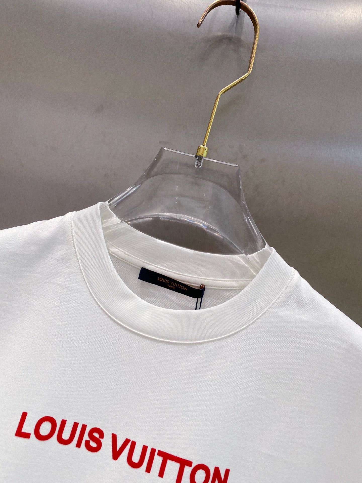 LV T-SHIRT IN WHITE COTTON RED LOGO 238834