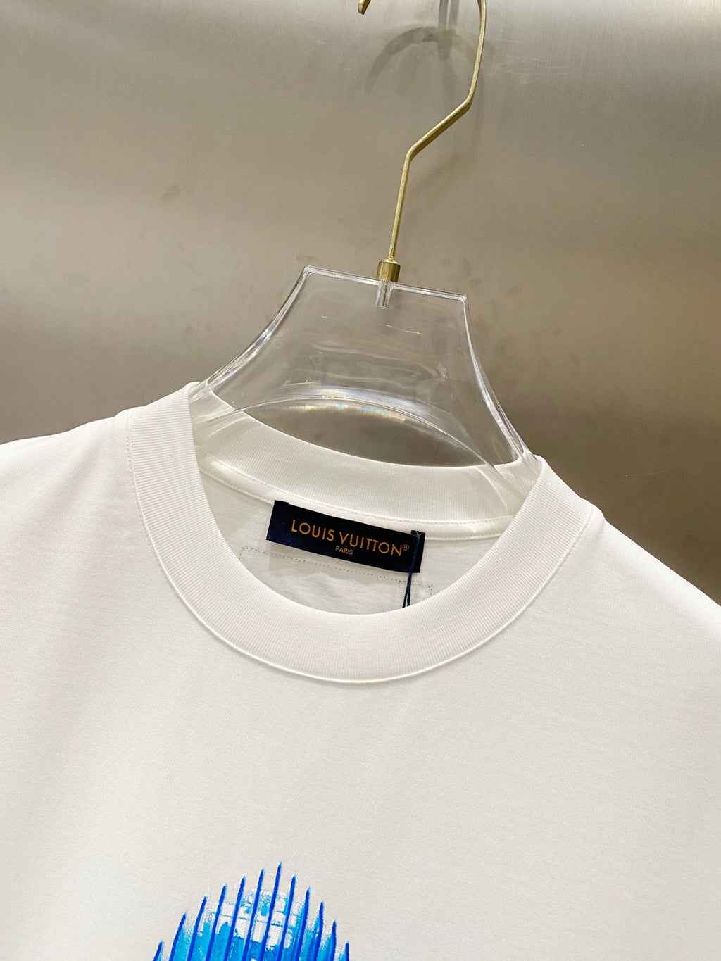 LV T-SHIRT IN WHITE COTTON BLUE LOGO PRINT 238837