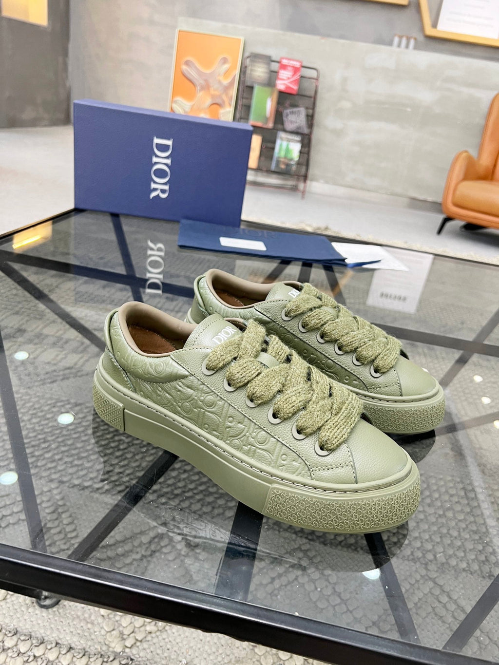CD B33 SNEAKER PICKLE EMBOSSED CALFSKIN