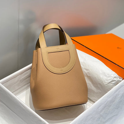 HERMES 25S IN THE LOOP 18 IN LIGHT CARAMEL CALFSKIN SILVER HARDWARE