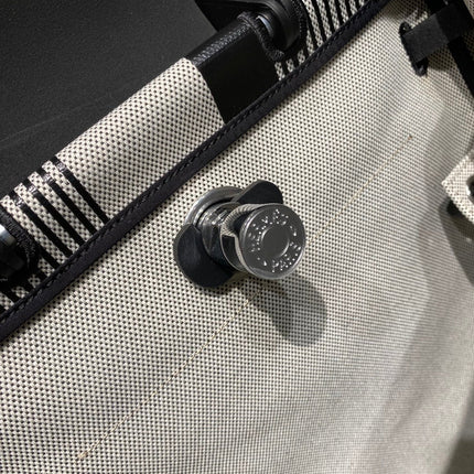 HERBAG A DOS ZIP RETOURNE BACKPACK 29 IN OFF-WHITE MIX BLACK CANVAS AND CALFSKIN