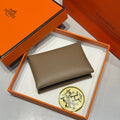 CALVI DUO COMPACT CARD HOLDER IN BEIGE MARFA EPSOM CALFSKIN