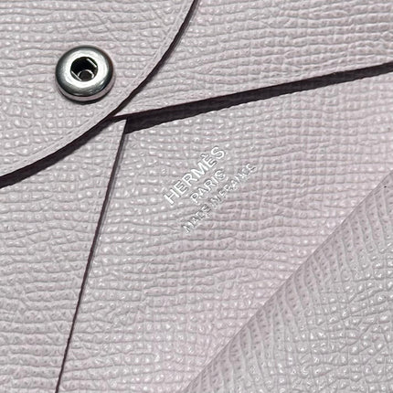 CALVI DUO COMPACT CARD HOLDER IN MAUVE PALE EPSOM CALFSKIN