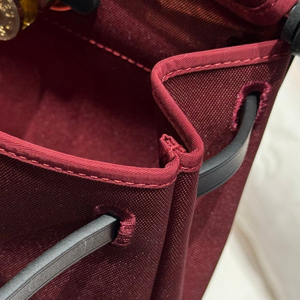 HERMES 25S MINI HERBAG 20 IN RED AND BLACK CANVAS GOLD HARDWARE