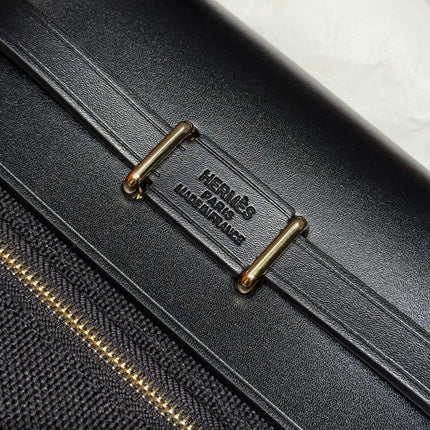 HERMES 25S MINI HERBAG 20 IN FULL BLACK CANVAS GOLD HARDWARE