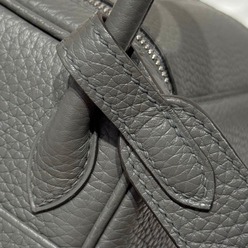 HERMES 25S MINI LINDY 19 IN CLOUD GRAY CALFSKIN SILVER HARDWARE