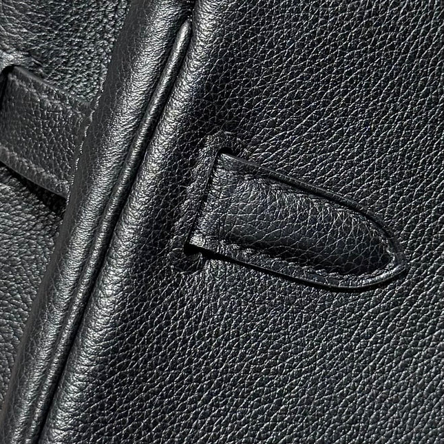 HERMES 25S SHOULDER BIRKIN 29 IN BLACK CALFSKIN SILVER HARDWARE
