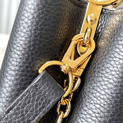 CAPUCINES BB 27 IN BLACK MIX WHITE TAURILLON GOLD HARDWARE