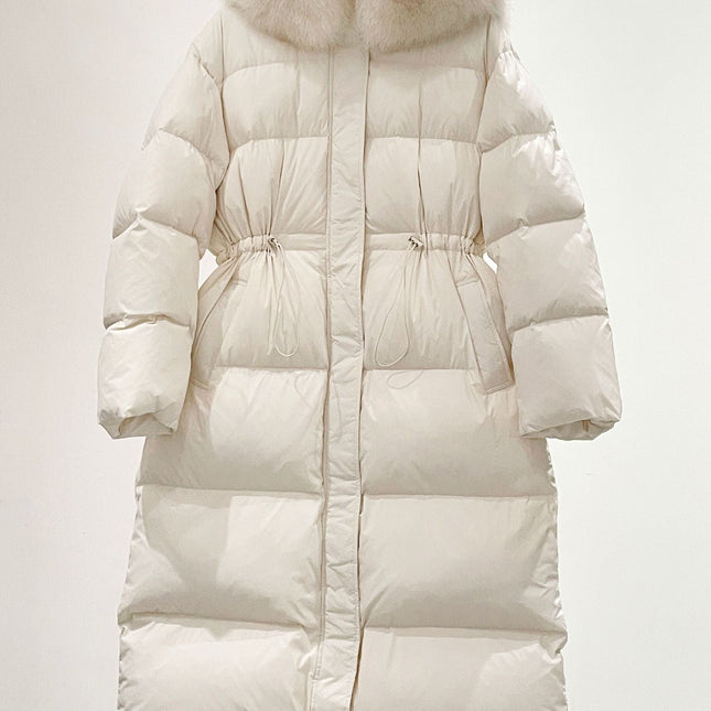 MAX MARA 25S LONG DOWN COAT WITH FOX FUR COLLAR 175