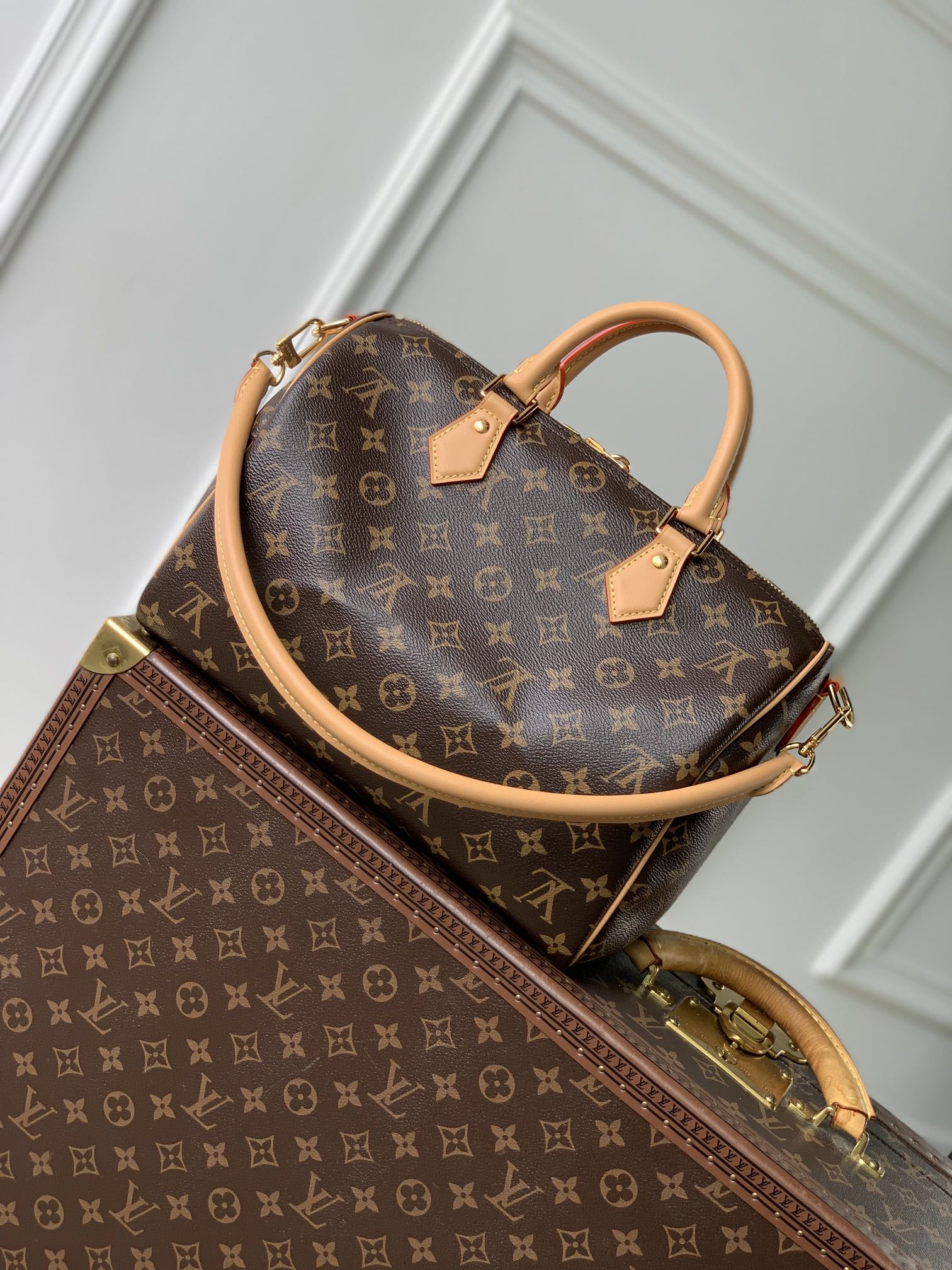 SPEEDY 30 SOFT CRAFTY IN BROWN MONOGRAM CALFSKIN RED TAG