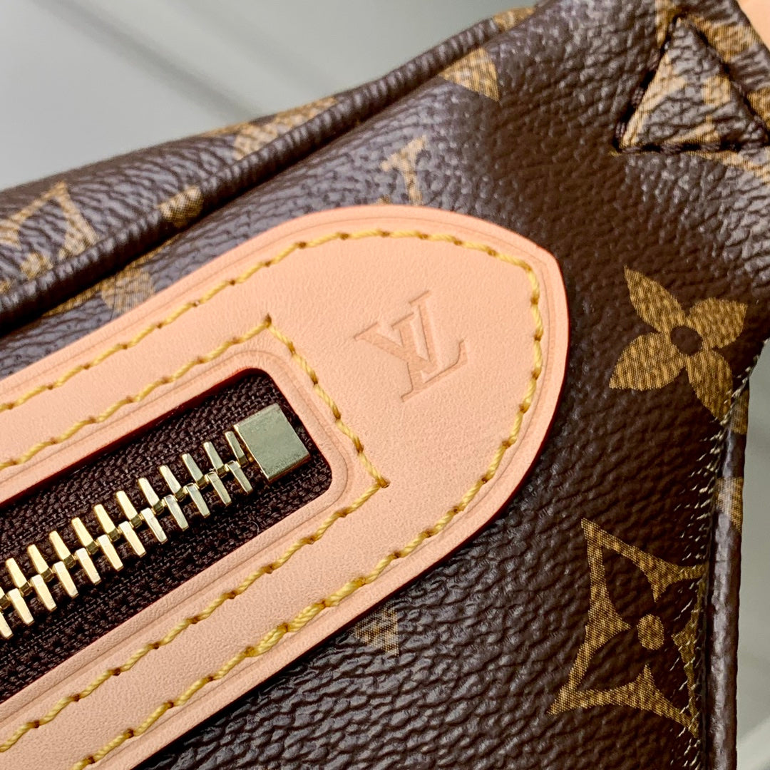 HIGH RISE FANNY PACK 38 IN BROWN MONOGRAM CANVAS