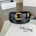 TRIOMPHE BELT 2.5 CM IN BLACK CALFSKIN GOLD HARDWARE 603266