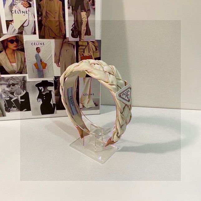 BEIGE FABRIC BRAIDED HAIRBAND 344763