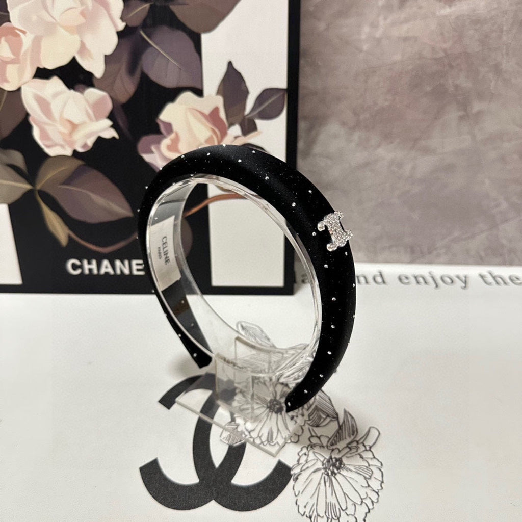 BLACK SILK WITH CRYSTAL HAIRBAND 400485