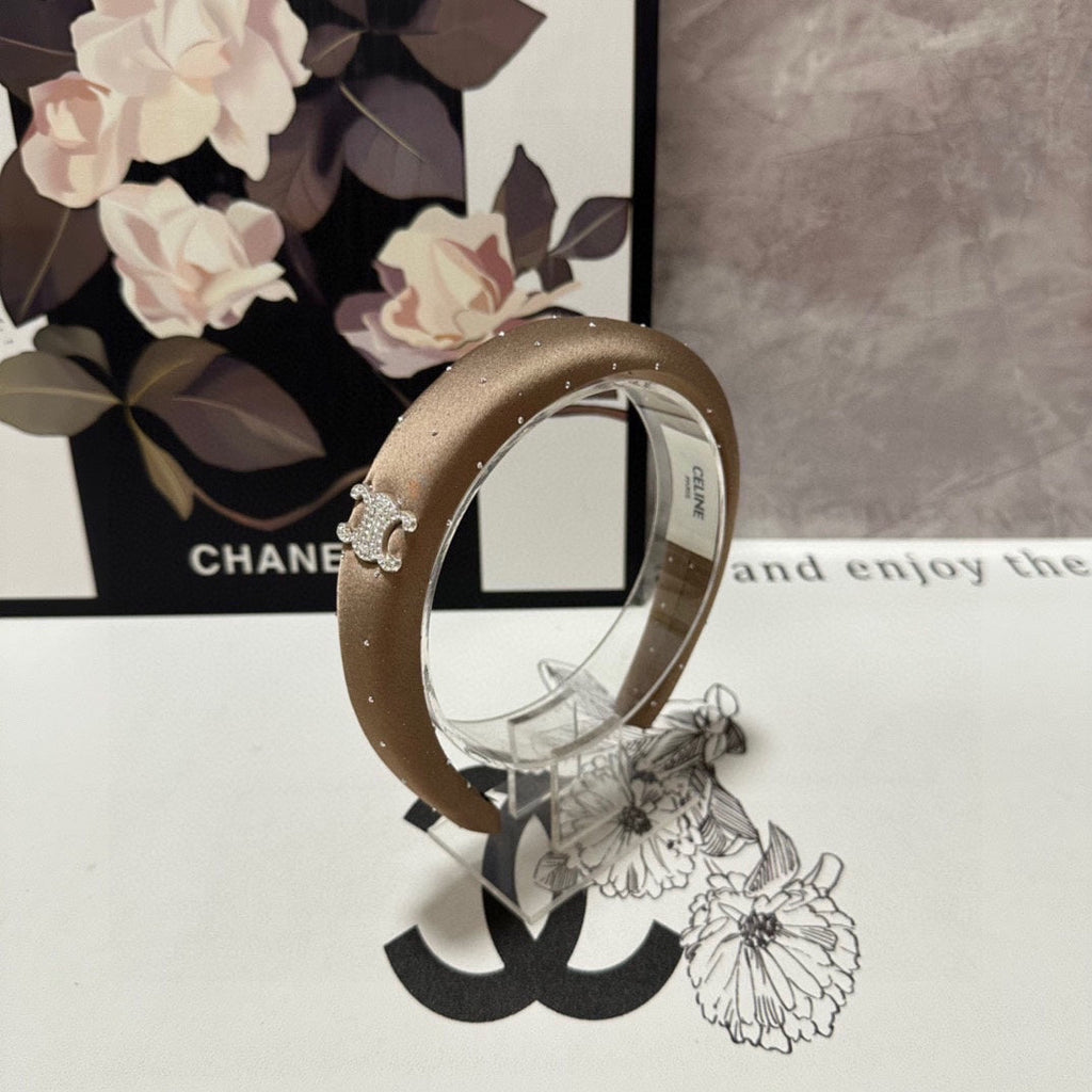 COFFEE BROWN SILK WITH CRYSTAL HAIRBAND 400486