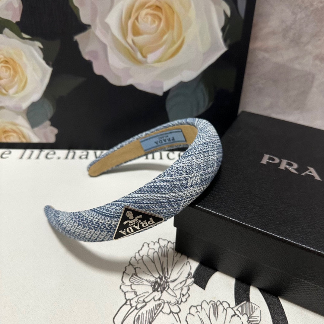 THICK HEADBAND IN BLUE MIX WHITE KNITTED FABRIC 432807