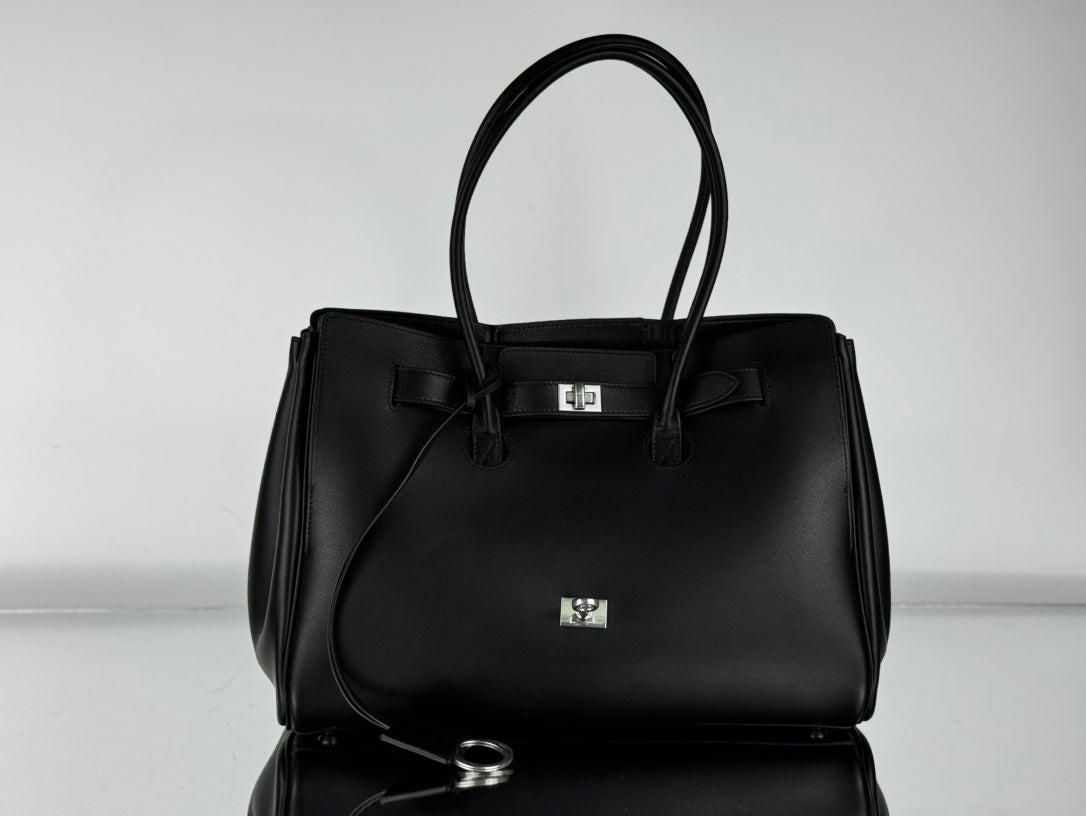 BEL AIR CARRY ALL BAG 37 IN BLACK NAPPA LAMBSKIN SILVER HARDWARE