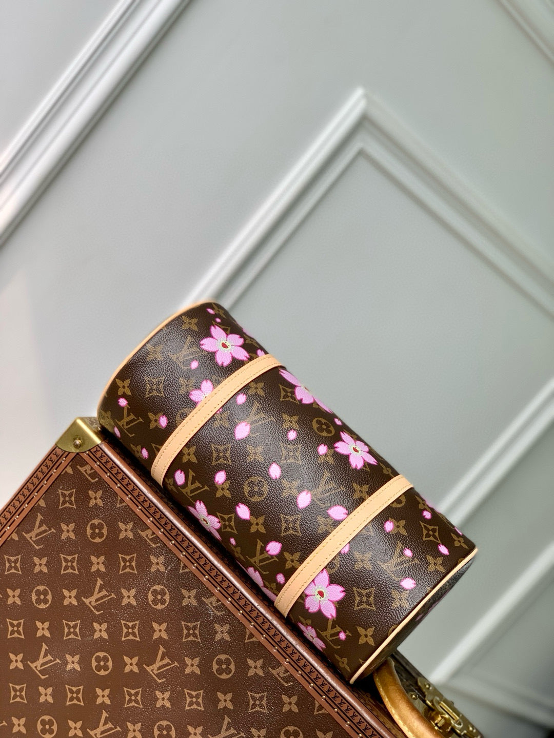 PAPILLON CHERRY BLOSSOM 27 IN SAKURA BROWN MONOGRAM COATED CANVAS