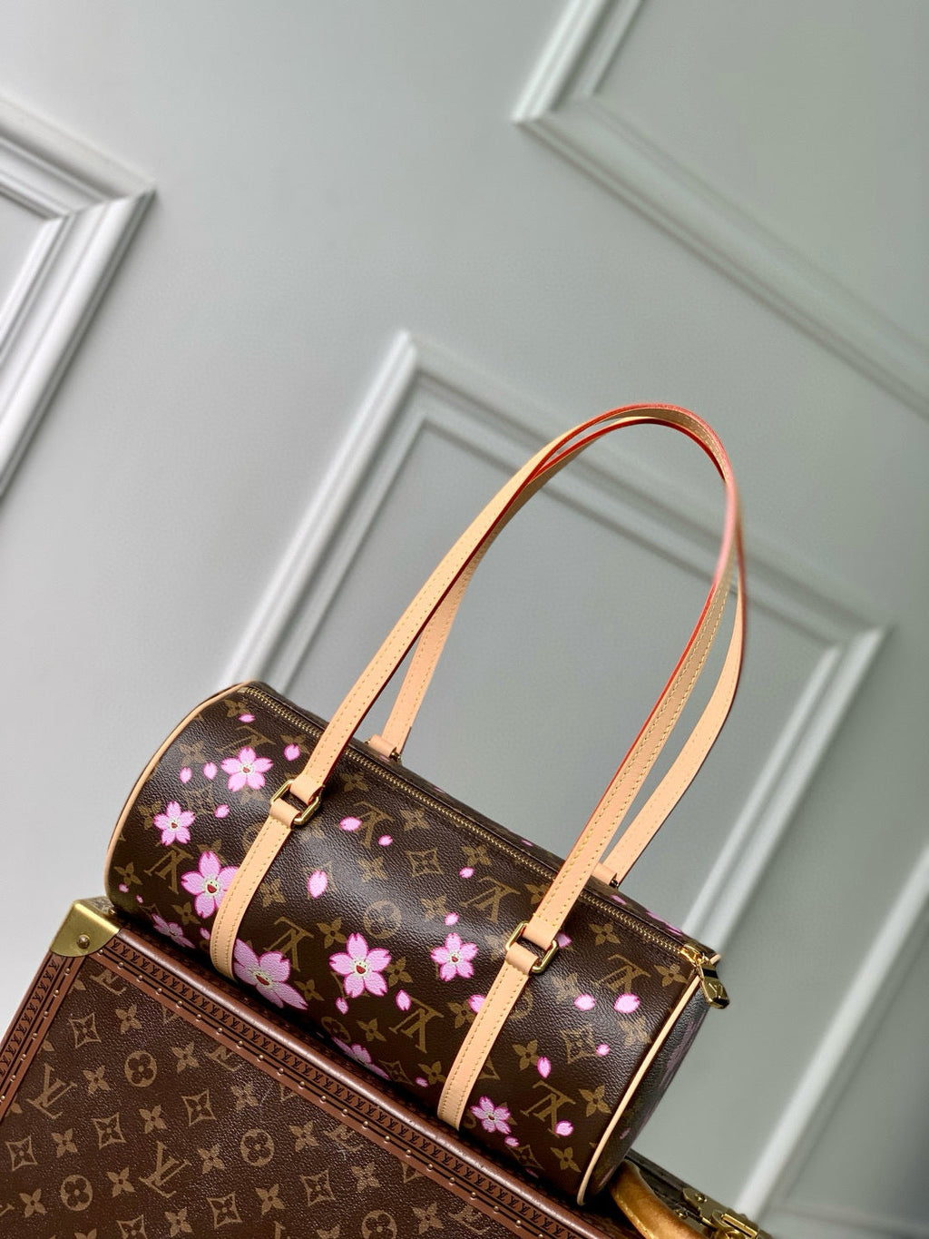 PAPILLON CHERRY BLOSSOM 27 IN SAKURA BROWN MONOGRAM COATED CANVAS