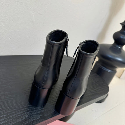 MIUMIU 25S ANKLE BOOTS 65MM IN BLACK CALFSKIN