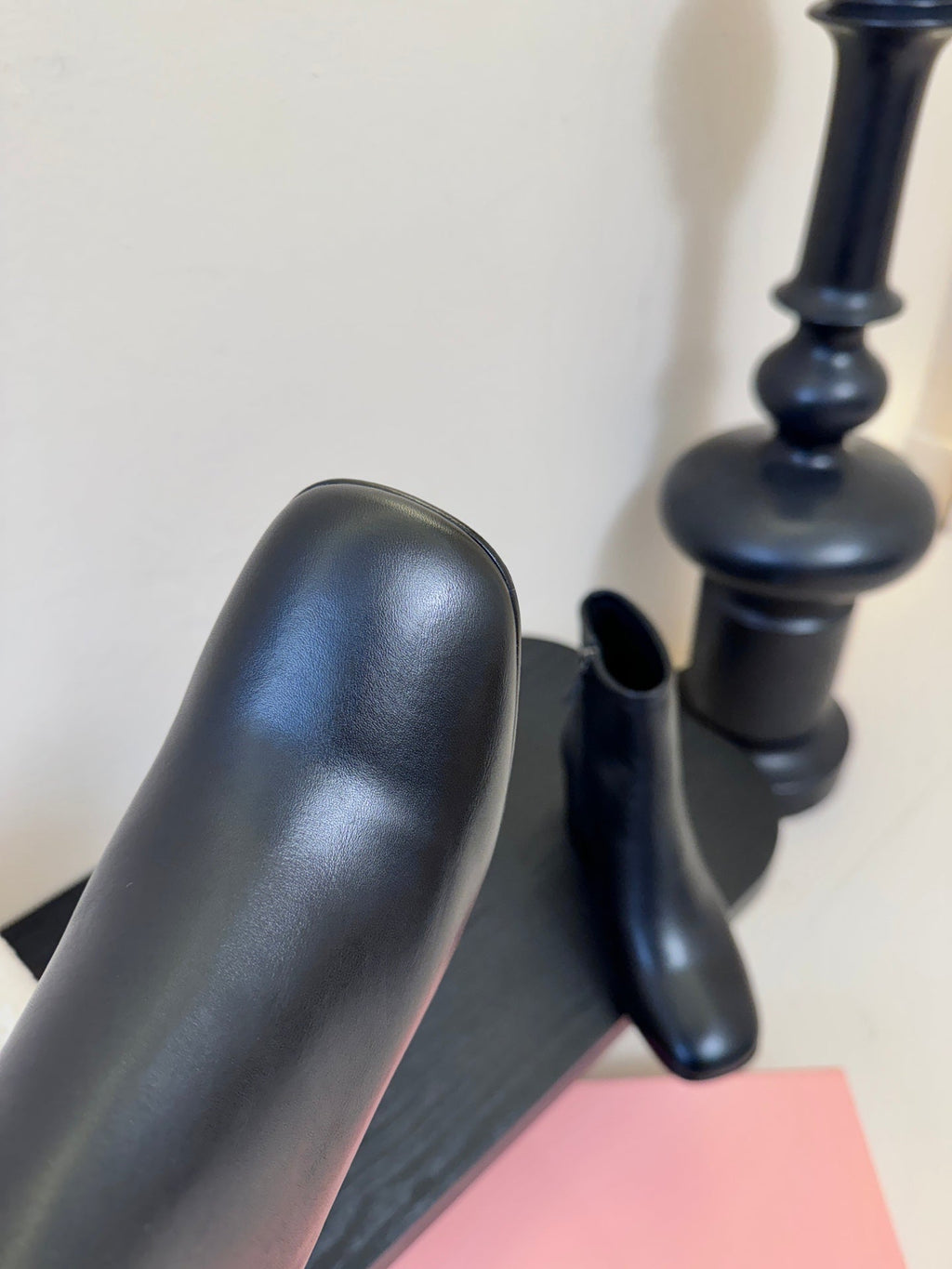 MIUMIU 25S ANKLE BOOTS 65MM IN BLACK CALFSKIN