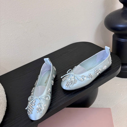 MIUMIU 25S MARY JANE SHOES IN LIGHT BLUE SATIN