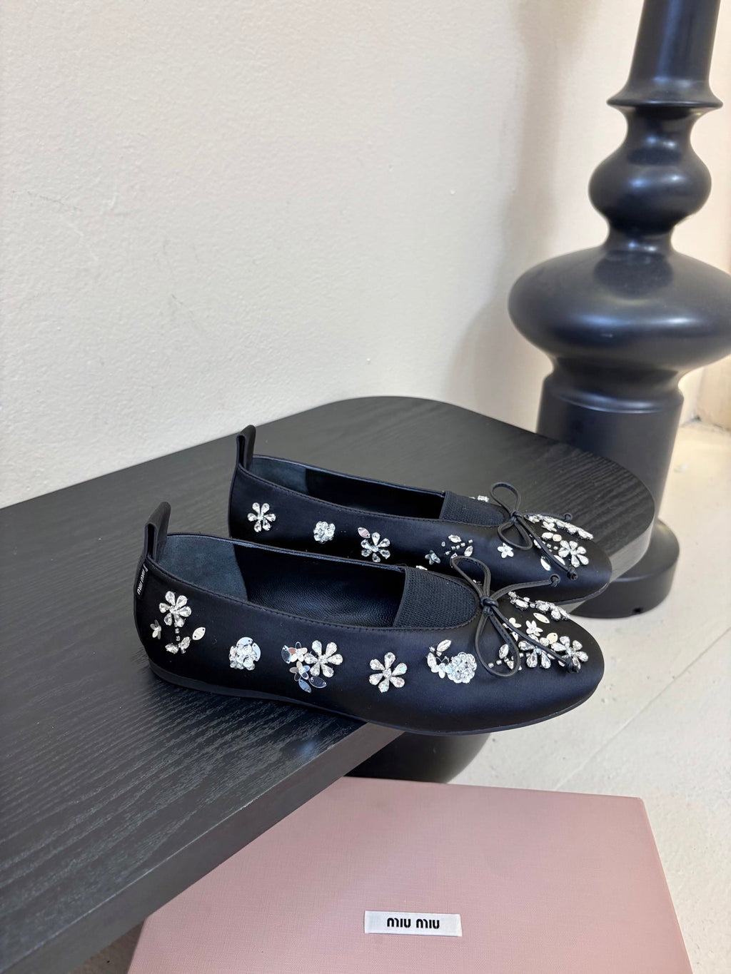 MIUMIU 25S MARY JANE SHOES IN NAVY BLUE SATIN